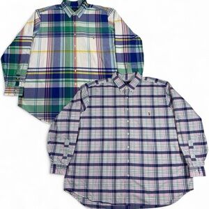 Polo Ralph Lauren Button Down Long Sleeve Shirt Mens 3XB Plaid Multicolor Bundle